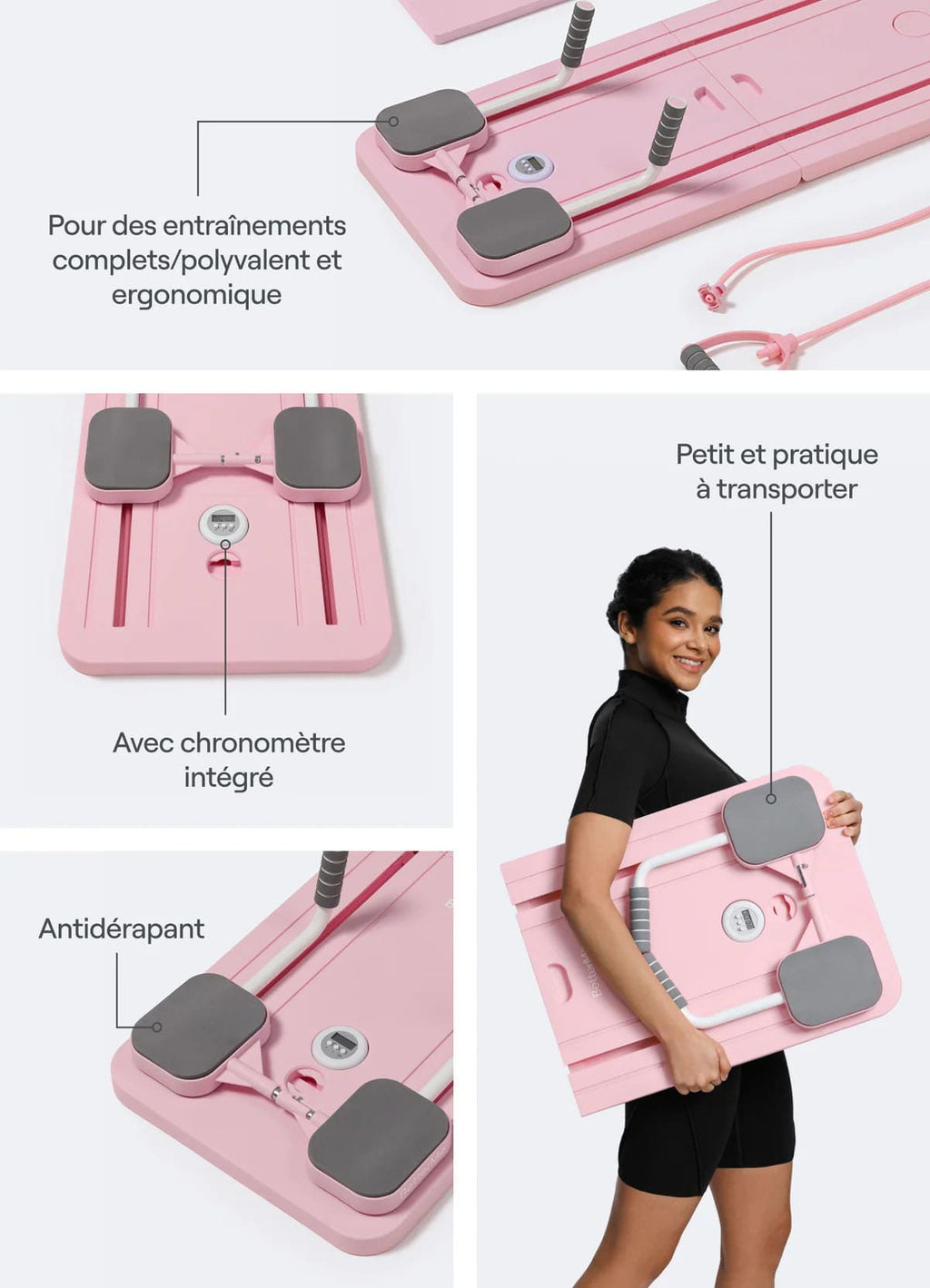 Planche-pilates-pliable-rose